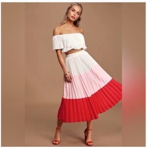 NWT Perfectly Punctual Color Block Pleated Skirt Set